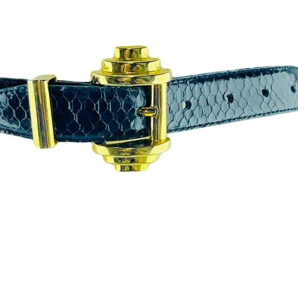 Morgan Taylor Black Patent Belt with Gold Art Deco Buckle main image 7